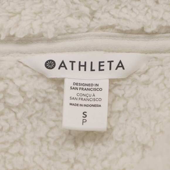 ATHLETA Tugga Sweatshirt Sherpa Teddy Fleece High-Neck Off-White Beige Size S - Picture 8 of 10